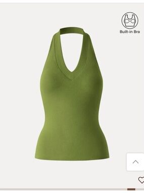 OGL Ribbed Ruched Bra Top Green NWT V-Neck
